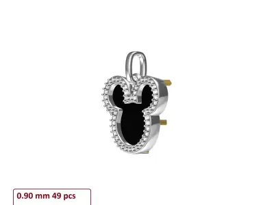 Mickey Mouse Shaped Black Enamel Necklace 3D print model