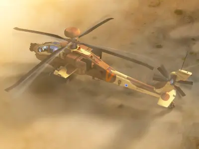 AH64E Apache Longbow Helicopter Desert Rigged Low-poly 3D model