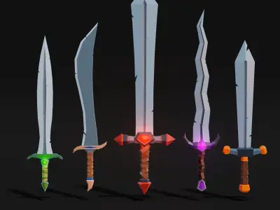 Fantasy swords set  Low-poly 3D model