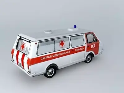 Old russian ambulance van RAF Free 3D model