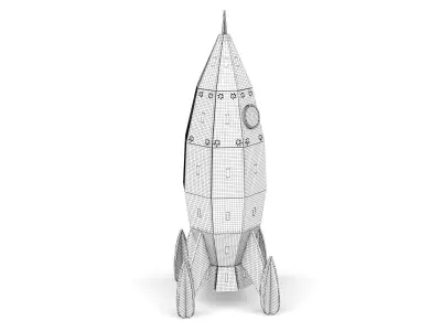Wooden toy rocket 3D model