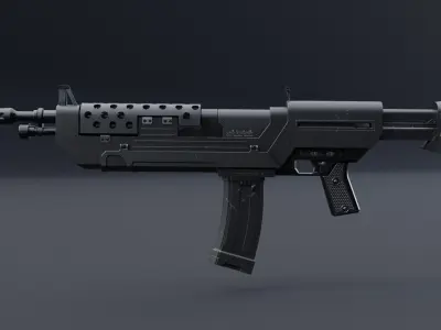 Sci-Fi Machine Gun SFG001 Low-Poly  Low-poly 3D model
