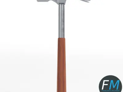 Claw hammer with wooden handle 3D model