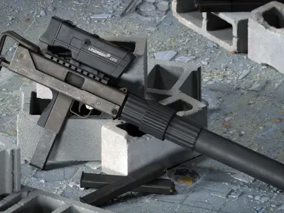 SCIFI XOF MAC10 Submachingun  Low-poly 3D model