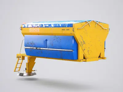 Rusted Road Salt Spreader Winter Snow Removal Equipment  Low-poly 3D model