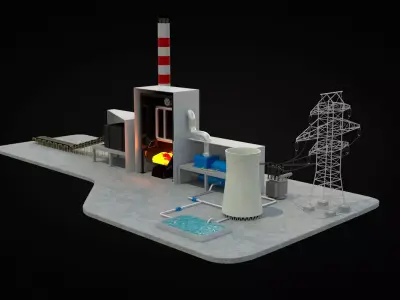 Coal Power Station Diagram 3D model