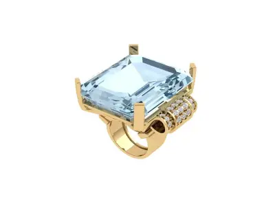Emerald Art Deco Ring 3D print model 33