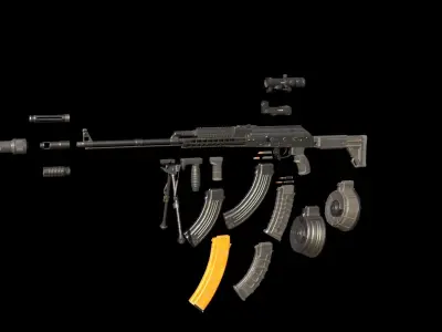 ASR-16 ak - rifle Low-poly 3D model