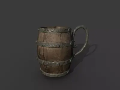 Wooden Mug Medieval Low-poly 3D model