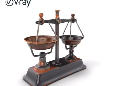 Vintage Iron Scales with Detailed Weights Model Pack Low-poly 3D model