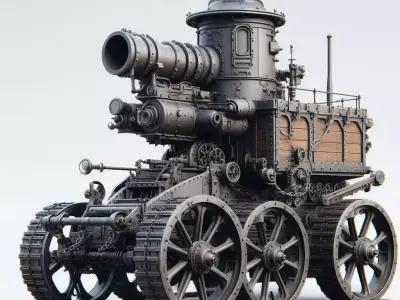 Steampunk Steam Engine tank 3D model
