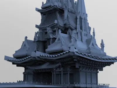 General Warlord Temple grand Tower 7 3D model