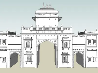 indian jodhpuri stone ghanta ghar sumer gate 3d modal  Low-poly 3D model