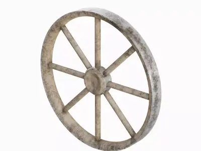 Western Wooden Wheel 01 3D model