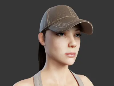 Female Soldier Low-poly 3D model 2