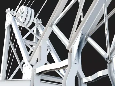 Mobile port Crane heavy duty lift hoist untextured 3D model