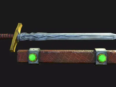 Stylized Long Sword Handpainted Low-poly 3D model