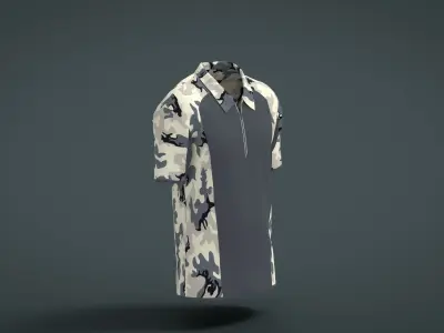 Military Outfit - T-shirt Low-poly 3D model 6
