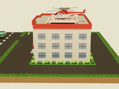 Hospital game ready ambulance Low-poly 3D model