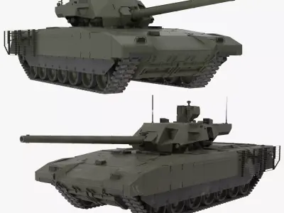 T-14 Armata Green No Logo Collection 3D Model Pack