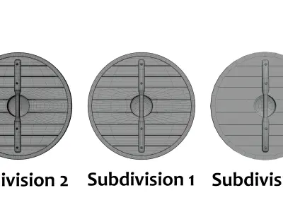 Round Shield - Low Poly to High Poly 3D model