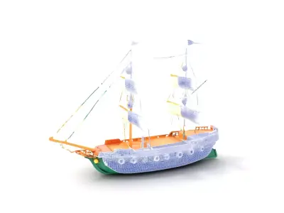 Elegant Green Sailboat model pack Low-poly 3D model