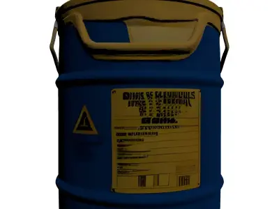 Blue Yellow Industrial Warning Barrel 3D model
