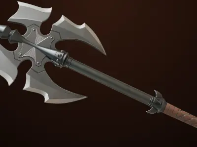 Battle Axe 03 All PBR Unity UE Textures Included Low-poly 3D model