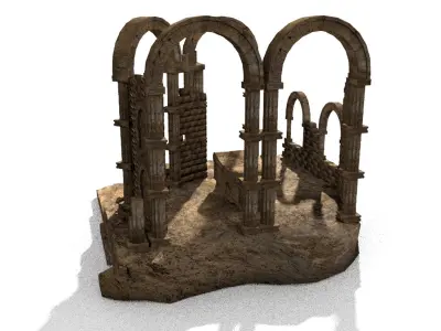 ancient stone temple ruins crypt 3D model