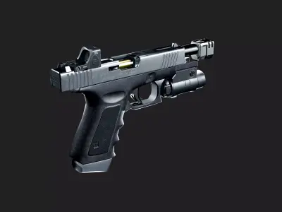 Glock 19 and attachments Low-poly 3D model