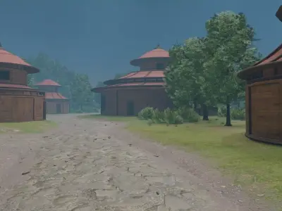 Misty Village Landscape 3D model