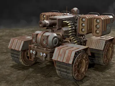 UGV Concept-3-Grey-Rusty Low-poly 3D model