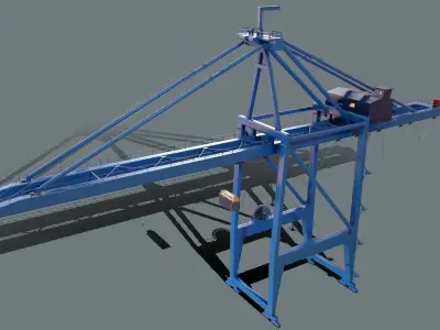 PBR Quayside Container Crane Version 1 - Blue A Low-poly 3D model