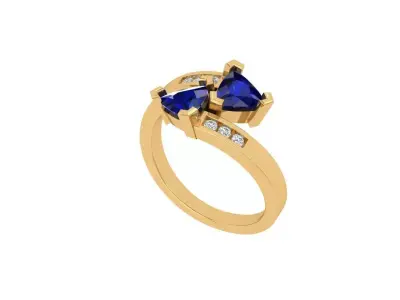 Solitair 2 Stone Ring 3D print model get