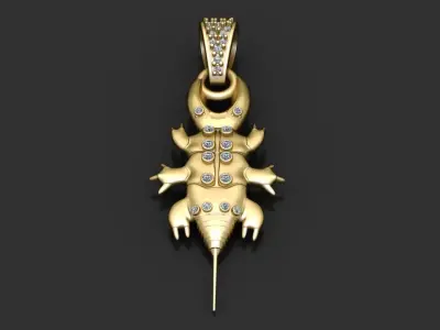 GOLDEN BEETLE INSECT PENDANT 3D PRINTABLE MODEL 3D print model