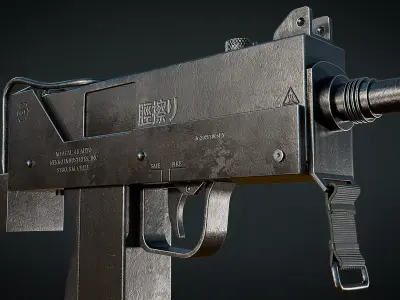 Submachine Gun Blender Rig - MC10 Rig V1 Low-poly 3D model