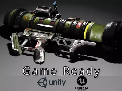 Sci-fi Rocket Launcher  Game Ready  - Archer Low-poly 3D model