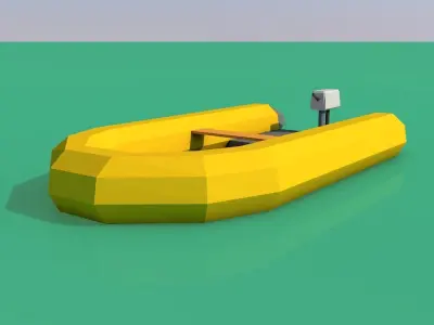 low poly rubber dinghy with motor Free low-poly 3D model