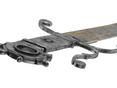 Falchion medieval sword Low-poly 3D model