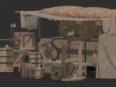 medieval market Low-poly 3D model order