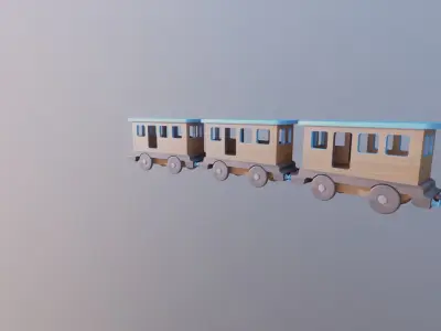 WOODEN LITTLE TRAIN CARRIAGE TOYS - RogueFilmProductions Low-poly 3D model
