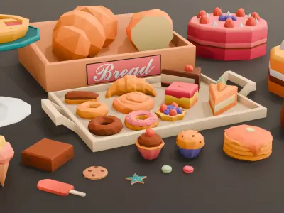 Bakery Pack -30 Assets Low Poly Low-poly 3D model