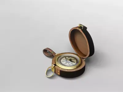 Vintage Leather Compass 3D Model 3D model