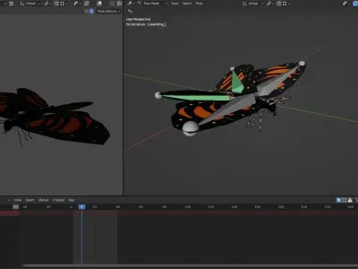 Butterfly animated and fully rigged Low-poly 3D model