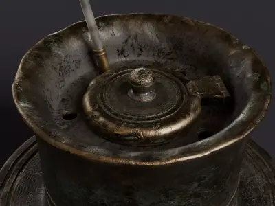 old inkwell and quill set 3D model