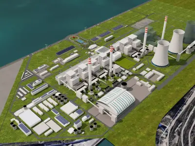 Thermal power plant - nuclear power plant - chemical plant 3D model get