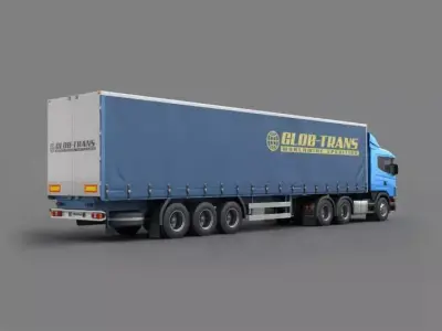 Blue Glob Trans Semi Truck 3D model