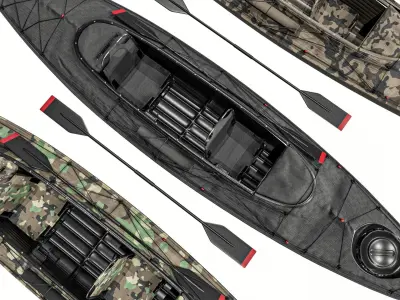 Military Combat kayaks  Package Low-poly 3D model