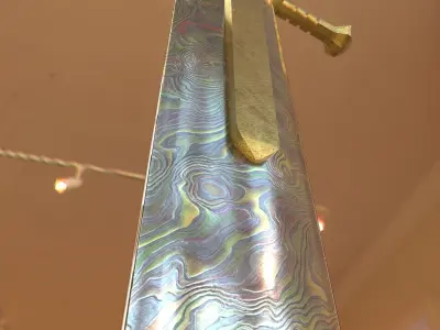 Lowpoly Iridescent Bastard Sword 4K res Free low-poly 3D model
