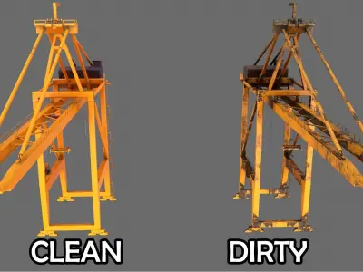 PBR Quayside Container Crane Version 1 - Yellow Dark Low-poly 3D model